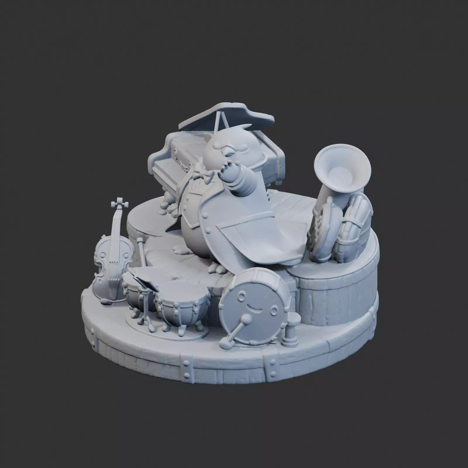 Penguin Orchestra Conductor Sculpture 3D print model