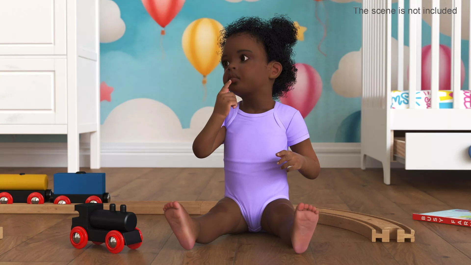 Little Girl Light Black Skin in Bodysuit Rigged for Maya 3D model