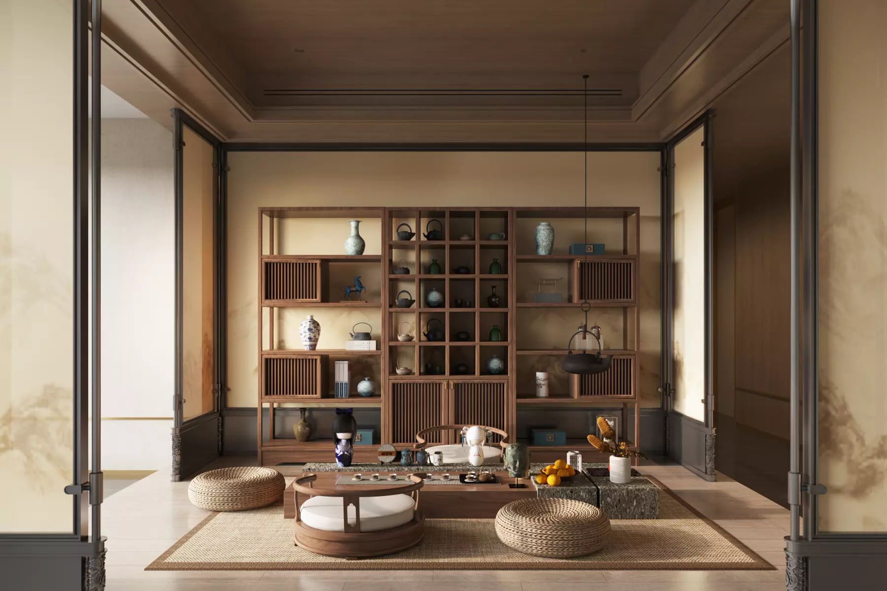 Low-poly tea room interior Chashitsu Wabi-sabi tea room 3D model