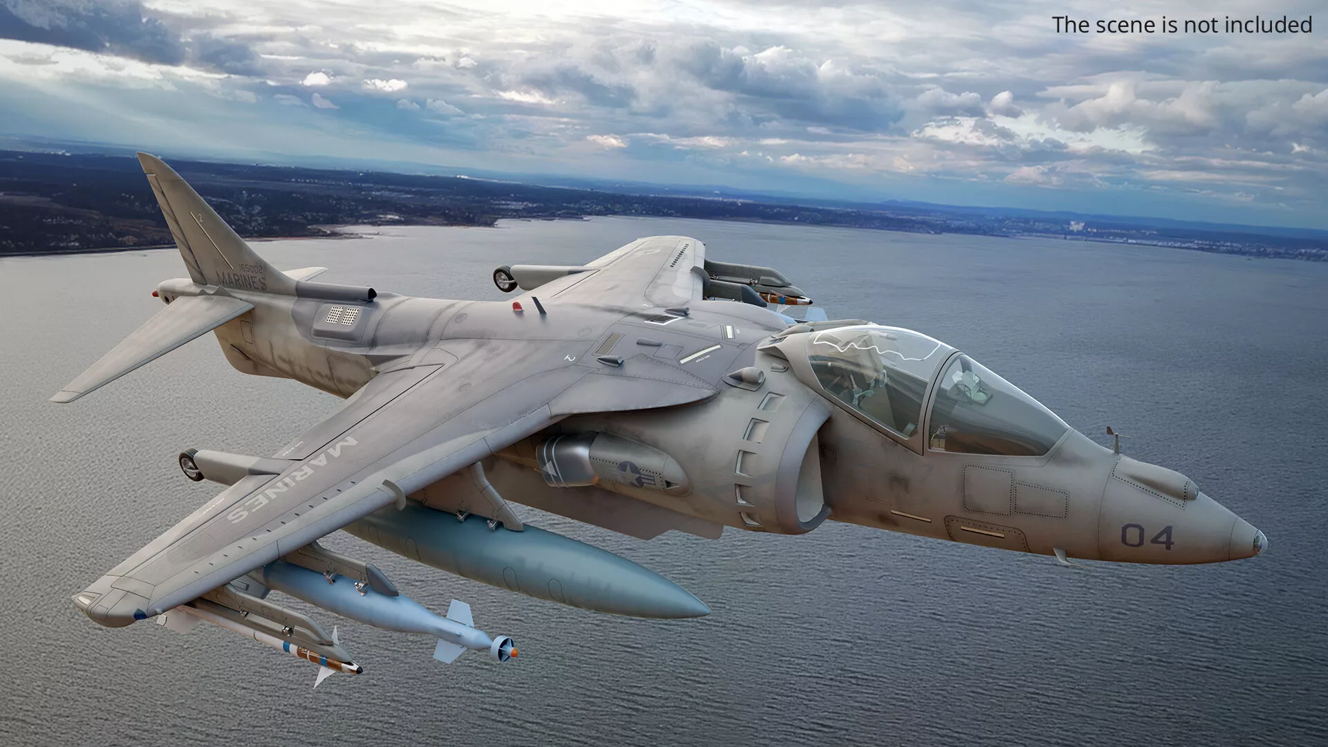 USMC Harrier II VTOL Fighter Jet Gray Rigged 3D model