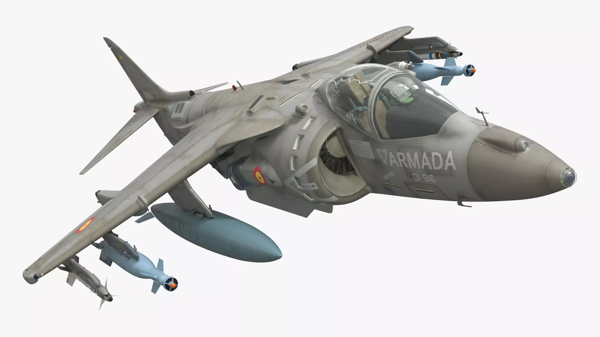Harrier II Strike Jet Italian Navy Rigged 3D model