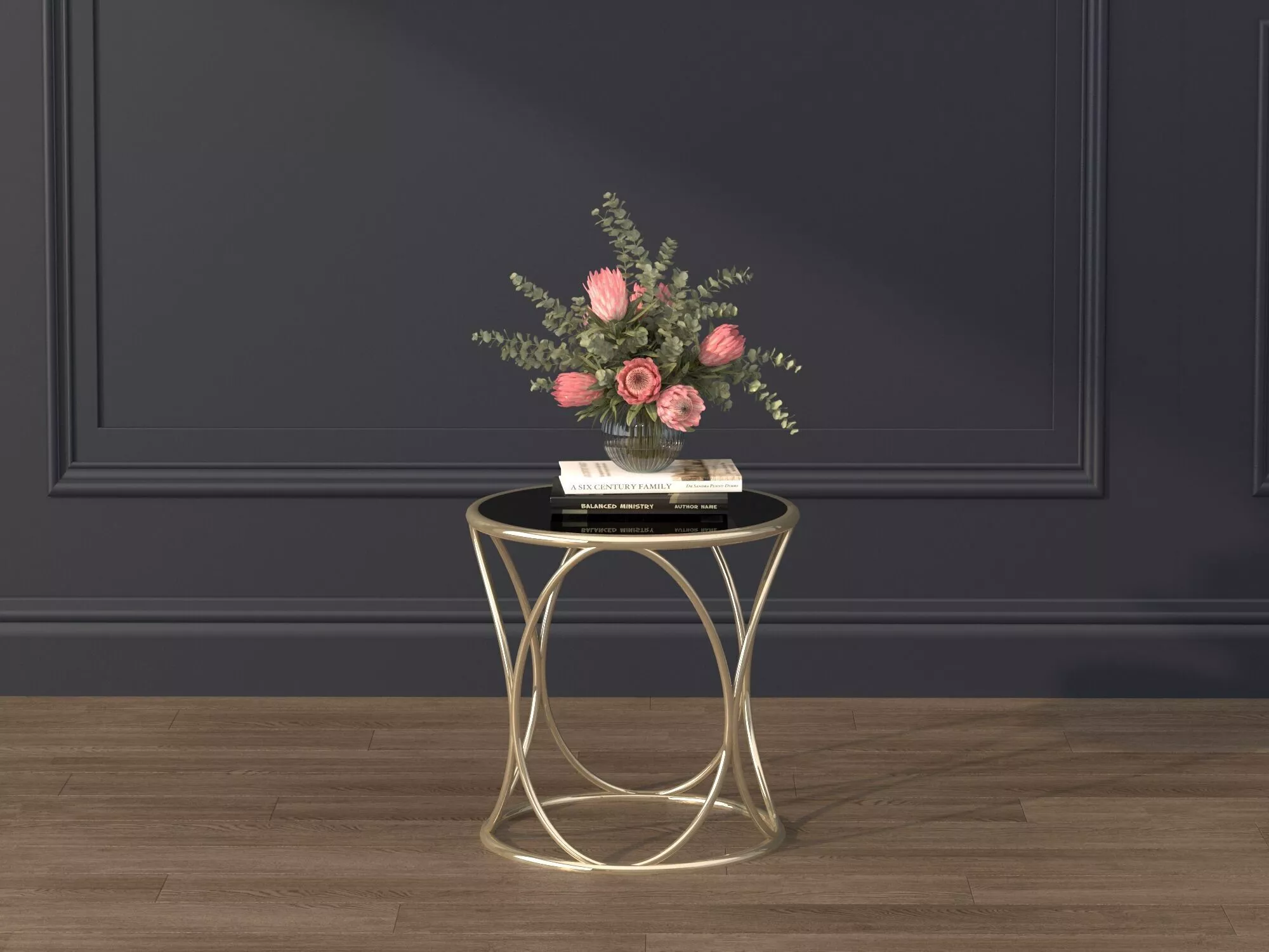 Modern Round Side Table With Decorative Vase Interior Decor Free 3D model