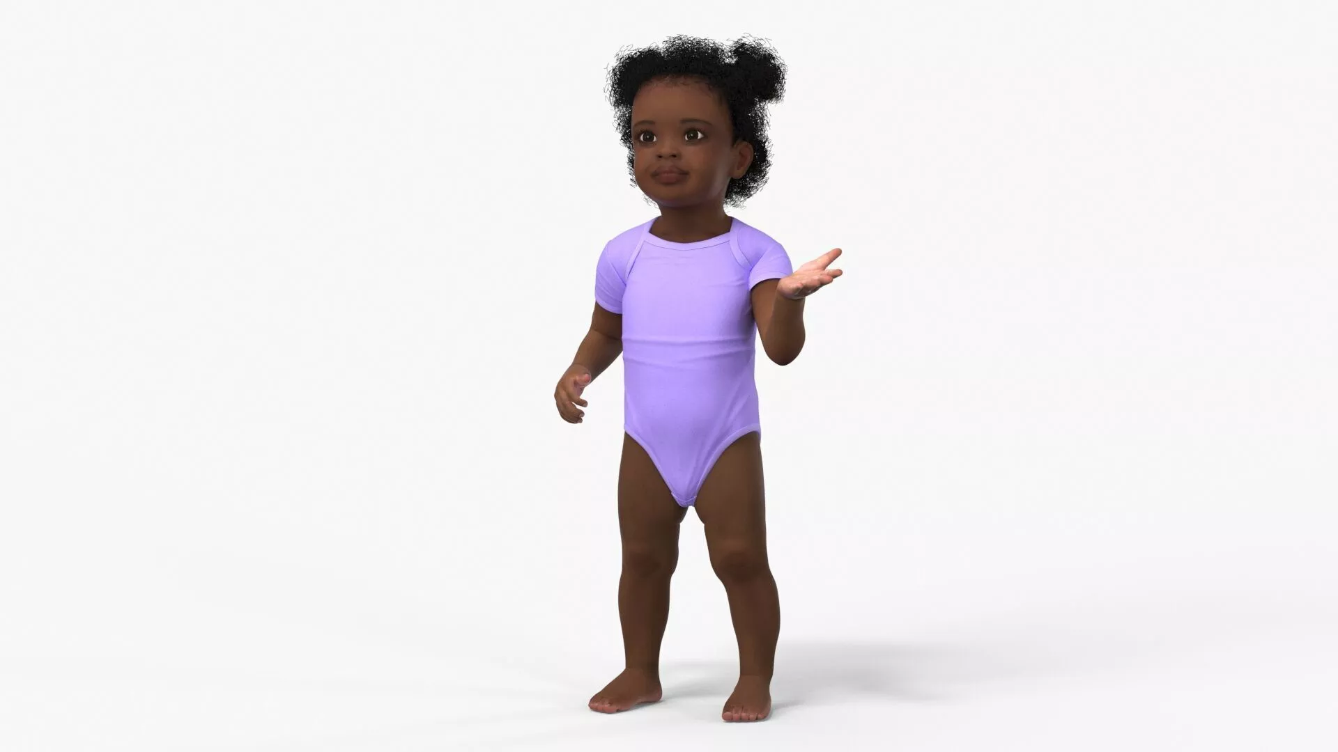 Little Girl Light Black Skin in Bodysuit Rigged for Cinema 4D 3D model