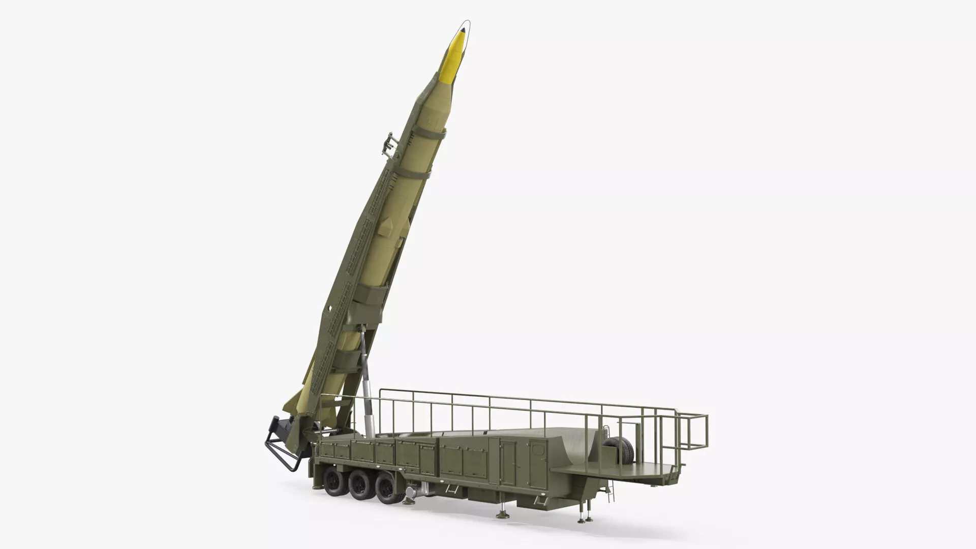 Strategic Missile Launch Trailer Rigged 3D model