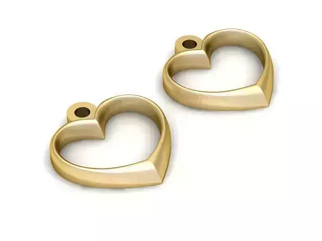 Earrings two gold heart shaped rings