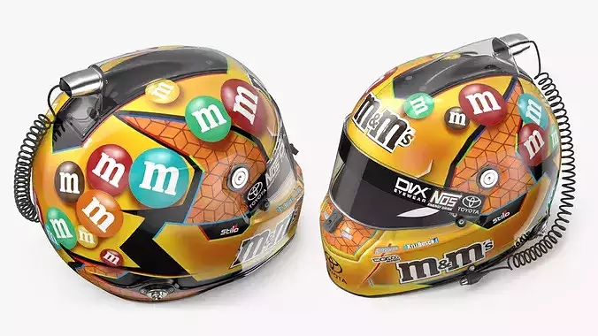NASCAR Competition Helmet with M and Ms Branding 3D model 5