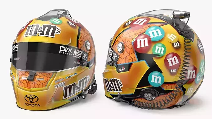 NASCAR Competition Helmet with M and Ms Branding 3D model 3