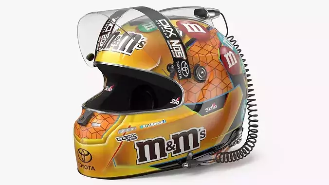 NASCAR Competition Helmet with M and Ms Branding 3D model 4