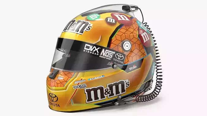 NASCAR Competition Helmet with M and Ms Branding 3D model