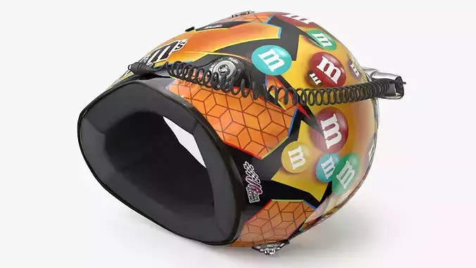 NASCAR Competition Helmet with M and Ms Branding 3D model 6