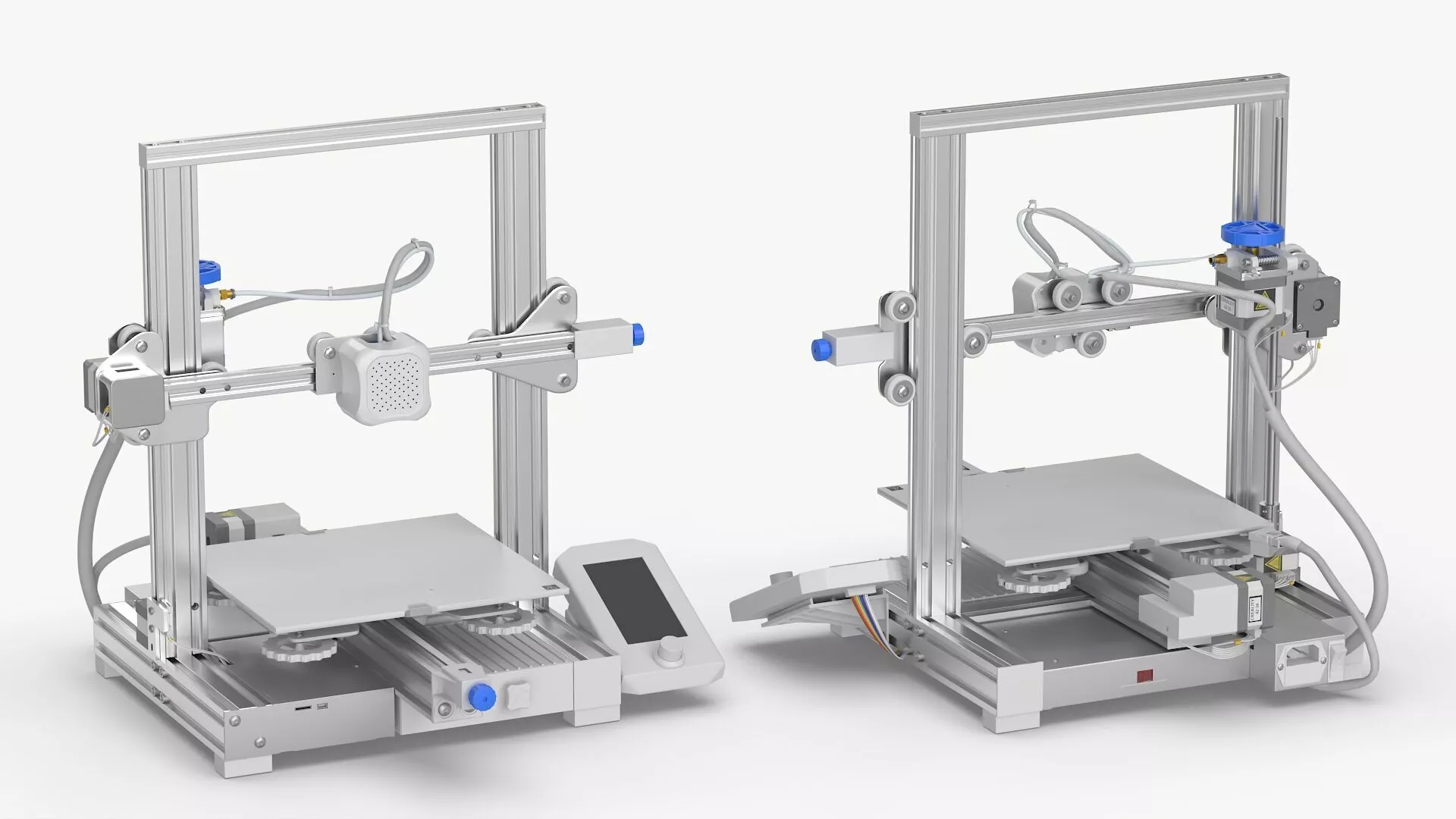 Open-Frame Cartesian 3D Printer White Rigged 3D model