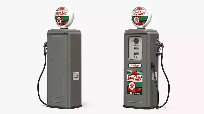 Retro Texaco Sky Chief Petrol Column Grey 3D model