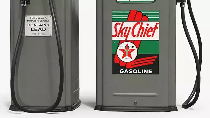 Retro Texaco Sky Chief Petrol Column Grey 3D model 6