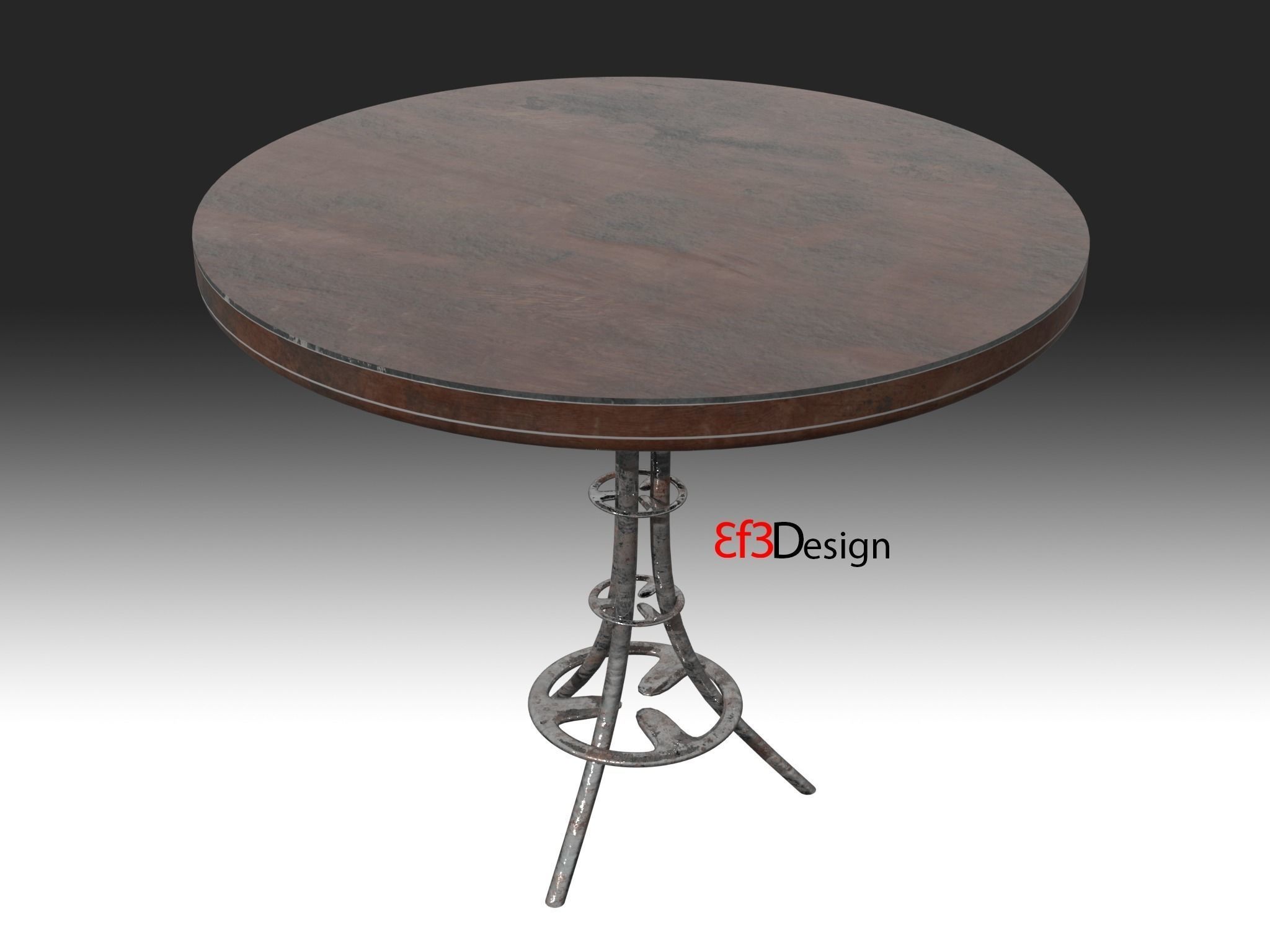 Old Scratchy Table Low-poly 3D model_2