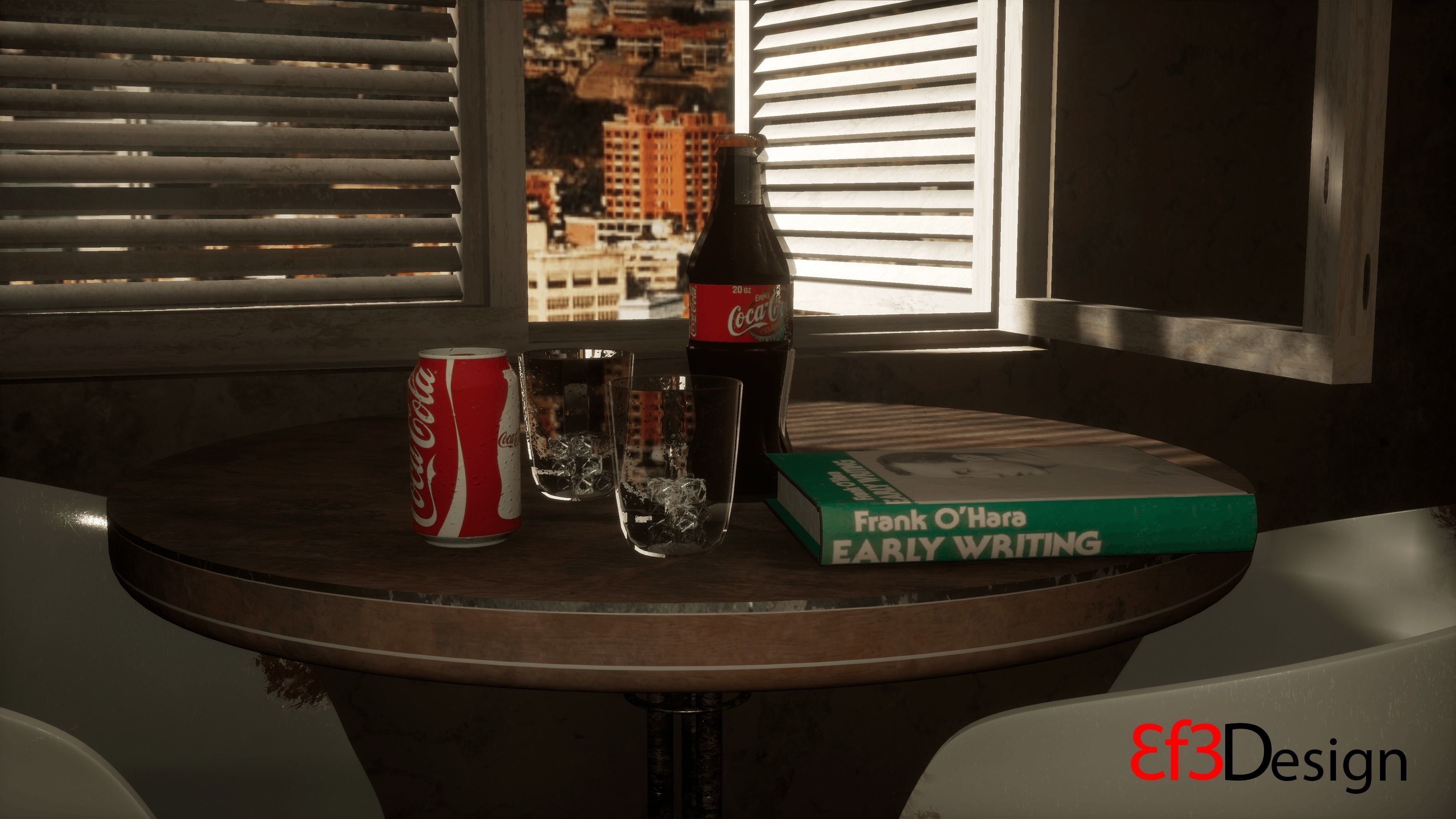 Old Scratchy Table Low-poly 3D model_9