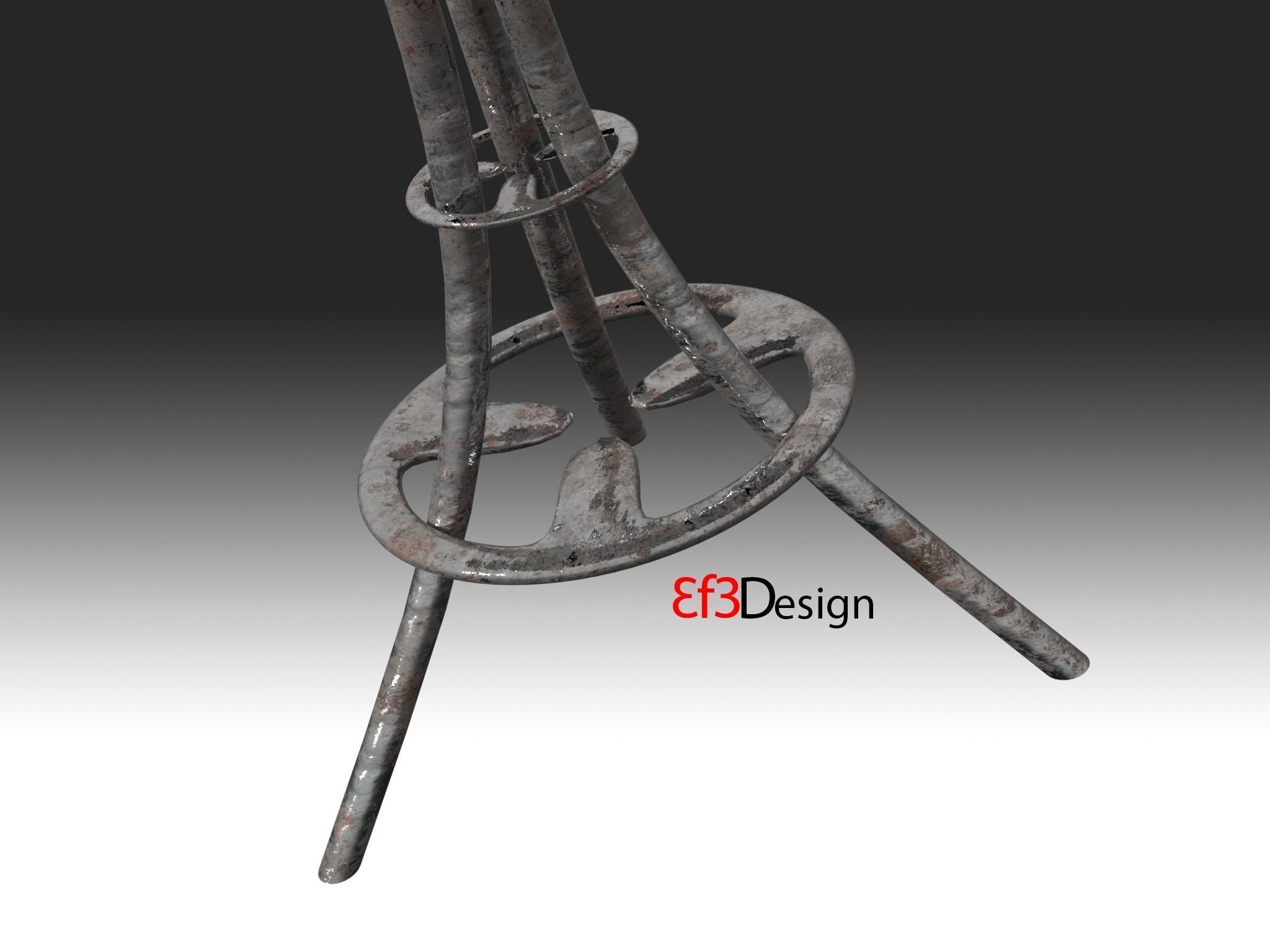 Old Scratchy Table Low-poly 3D model_4