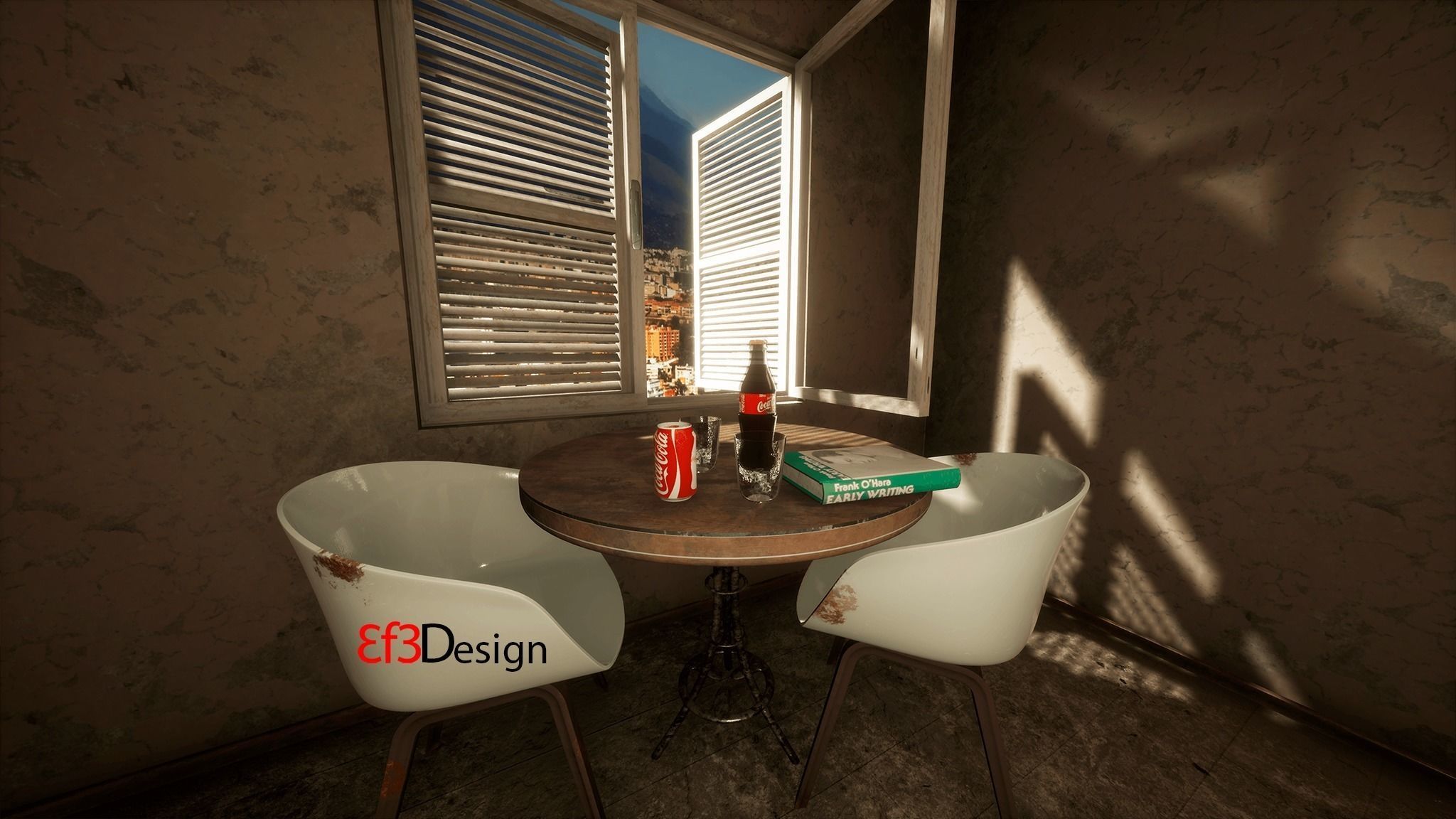 Old Scratchy Table Low-poly 3D model_7