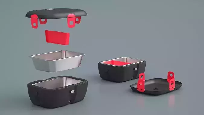 Heatbox Smart Heated Lunchbox Exploded View 3D model 3