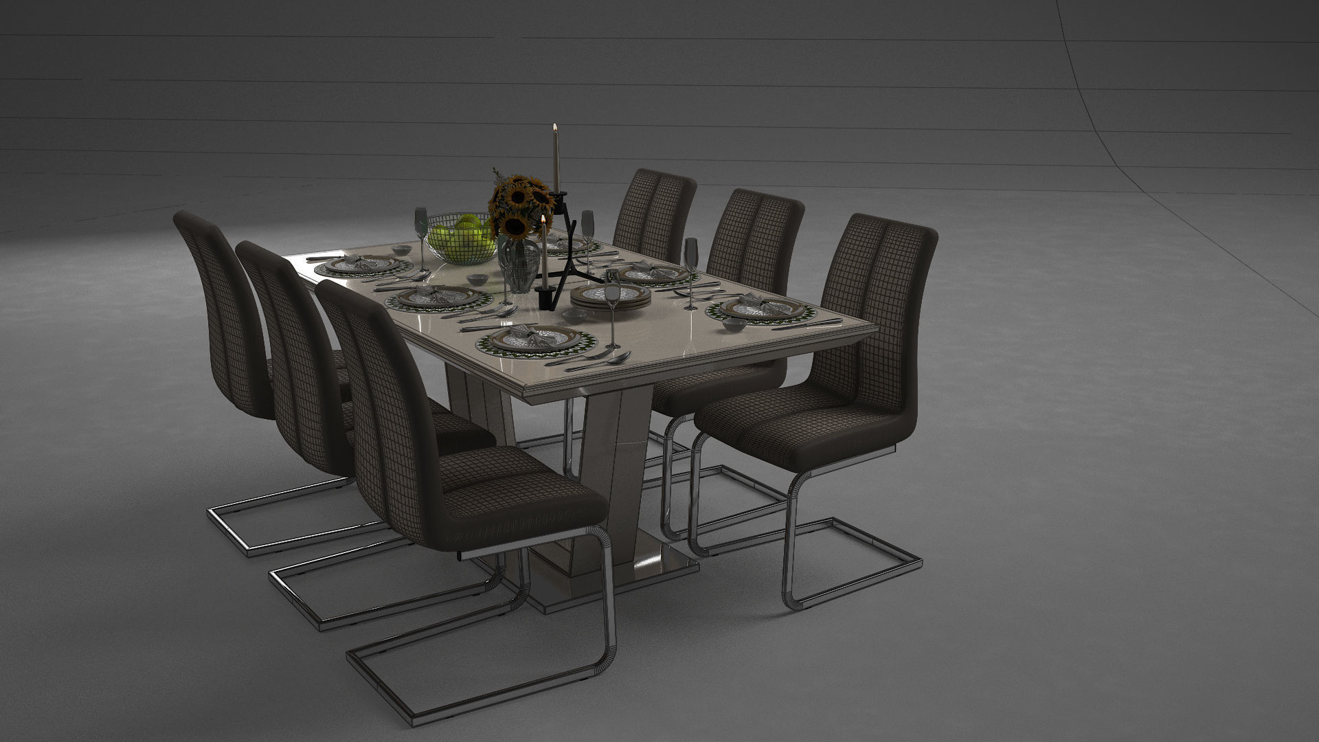 Dinining Table render ready vray  model 3D model_7