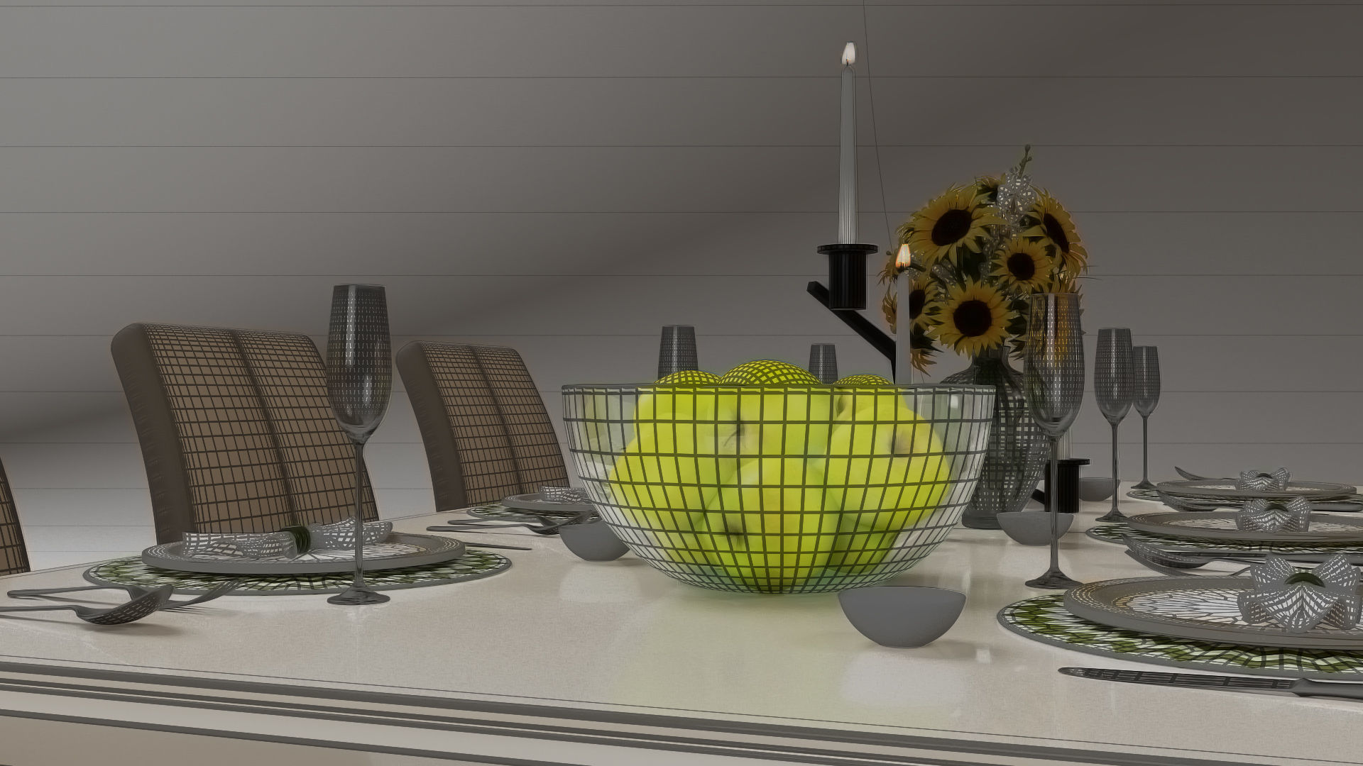 Dinining Table render ready vray  model 3D model_5