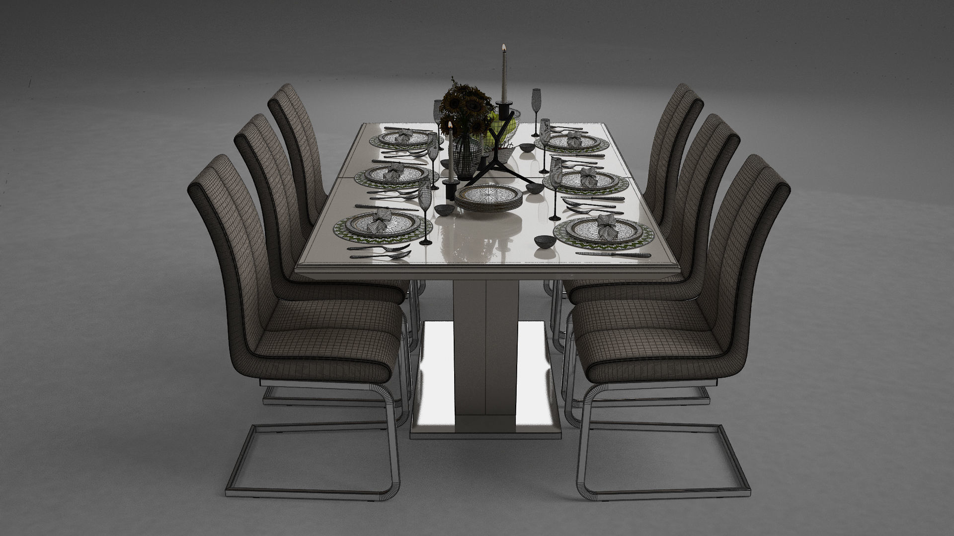 Dinining Table render ready vray  model 3D model_3