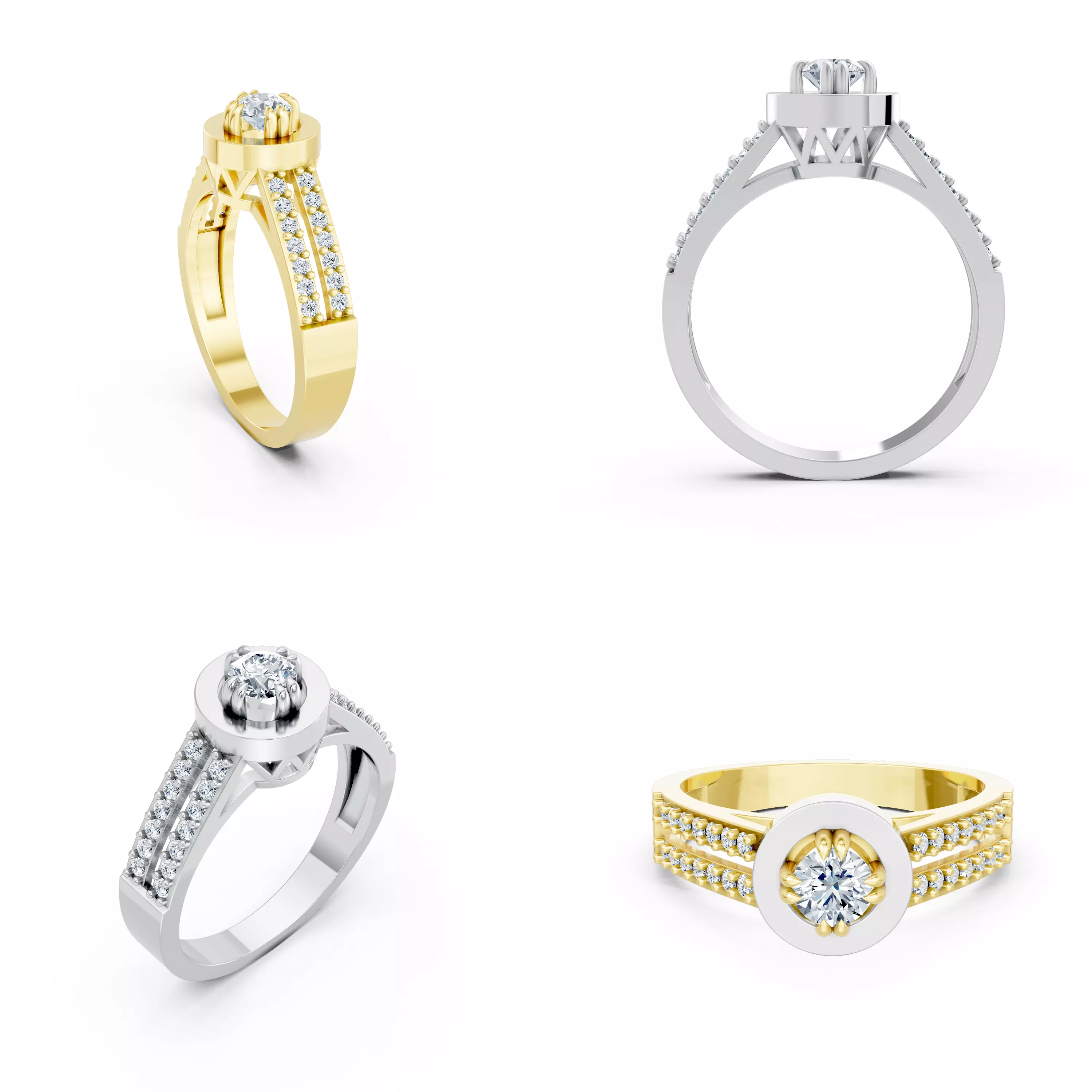 Luxury Solitaire Ring CAD Model STL 3DM Jewelry Design Pack 3D print model