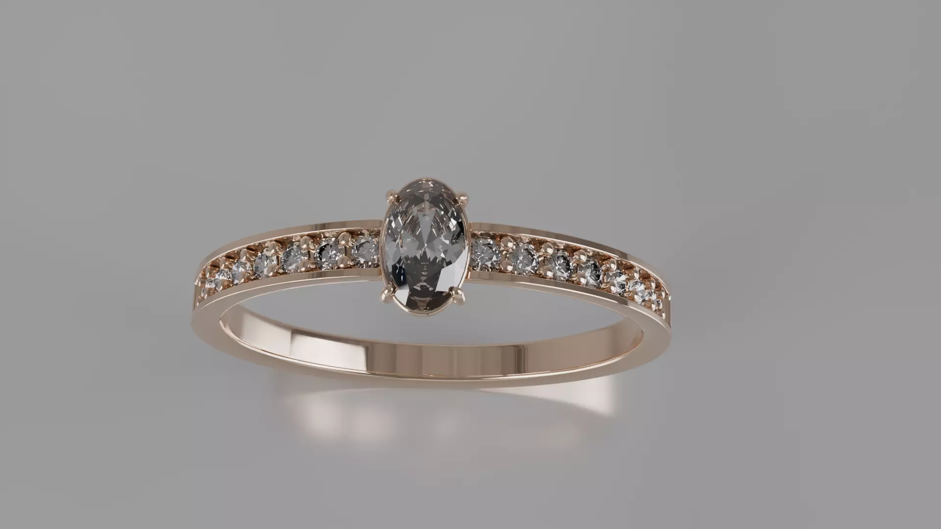 Oval Solitaire Diamond Engagement Ring 3D print model