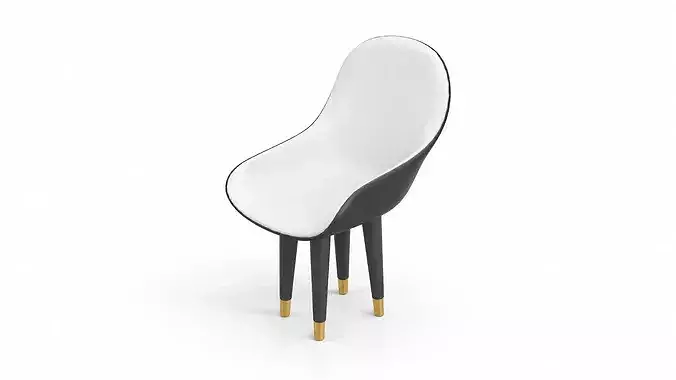 Classic dining table set  with 6 chairs pack Low-poly 3D model 6
