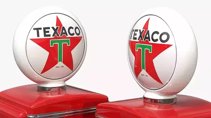 Vintage Texaco Refueling Station Red 3D model 5