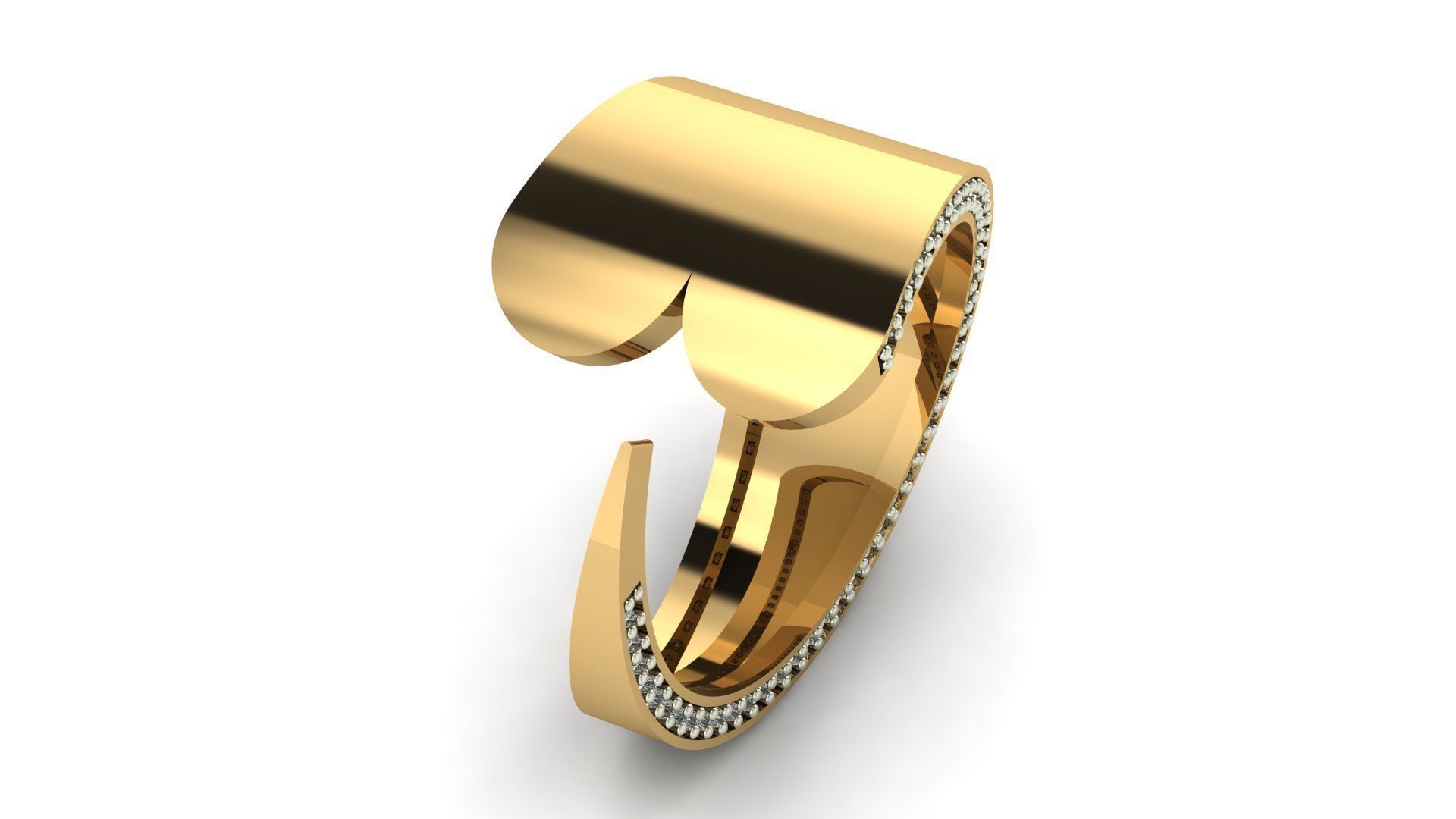 HU0002BY gold ring with diamonds 3D print model_1