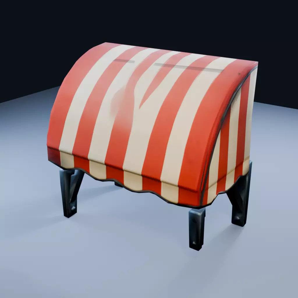 Striped Awning Canopy Low Poly PBR Game Asset Low-poly 3D model
