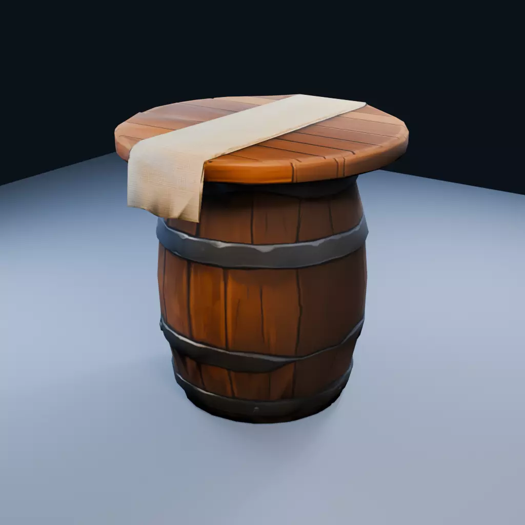 Barrel Display Table Low Poly PBR Game Asset Low-poly 3D model