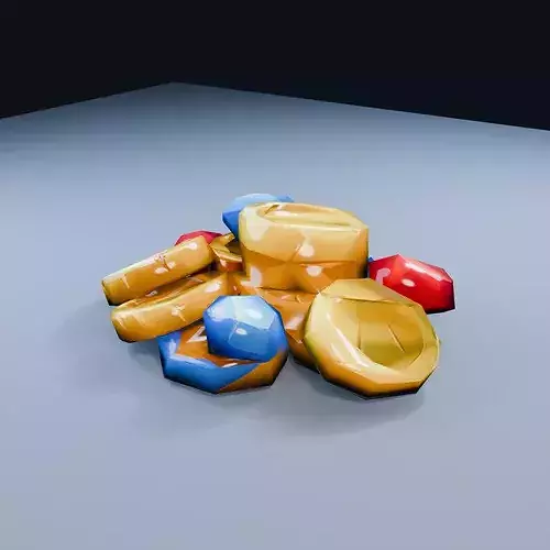 Loose Coin Pile Low Poly PBR Game Asset