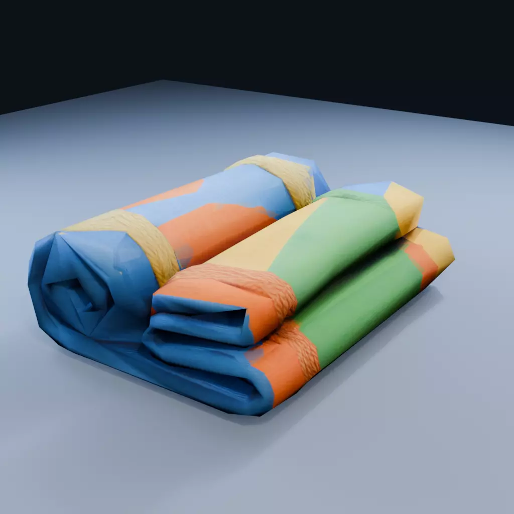 Folded Fabric Rug Low Poly PBR Game Asset Low-poly 3D model