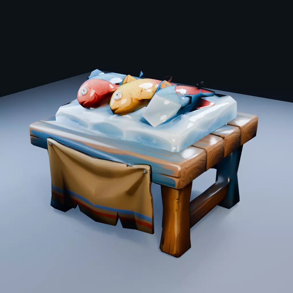 Iced Fish Display Low Poly PBR Game Asset Low-poly 3D model