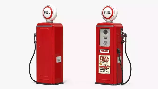 Vintage Gasoline Dispenser Tower Red 3D model