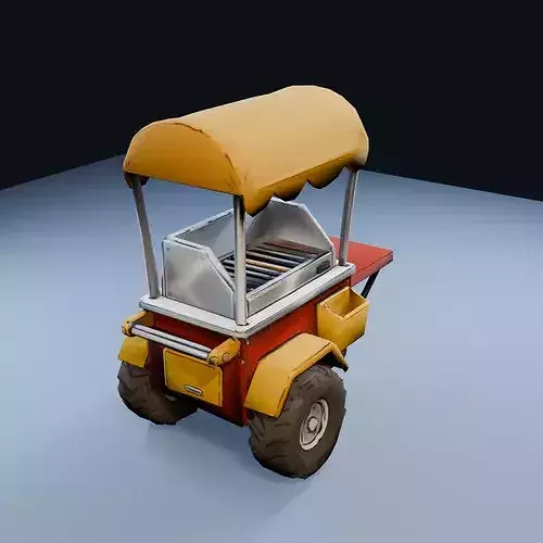 Street Food Cart Low Poly PBR Game Asset