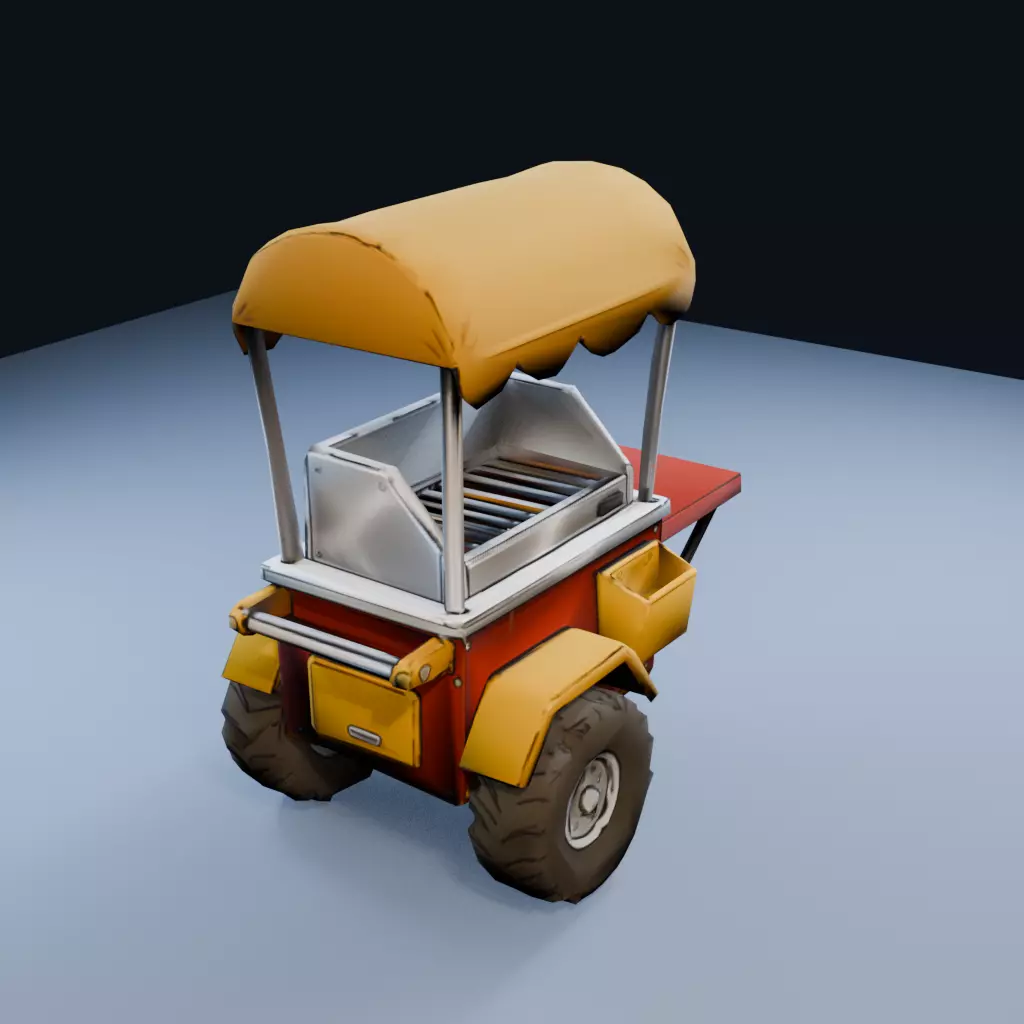 Street Food Cart Low Poly PBR Game Asset Low-poly 3D model