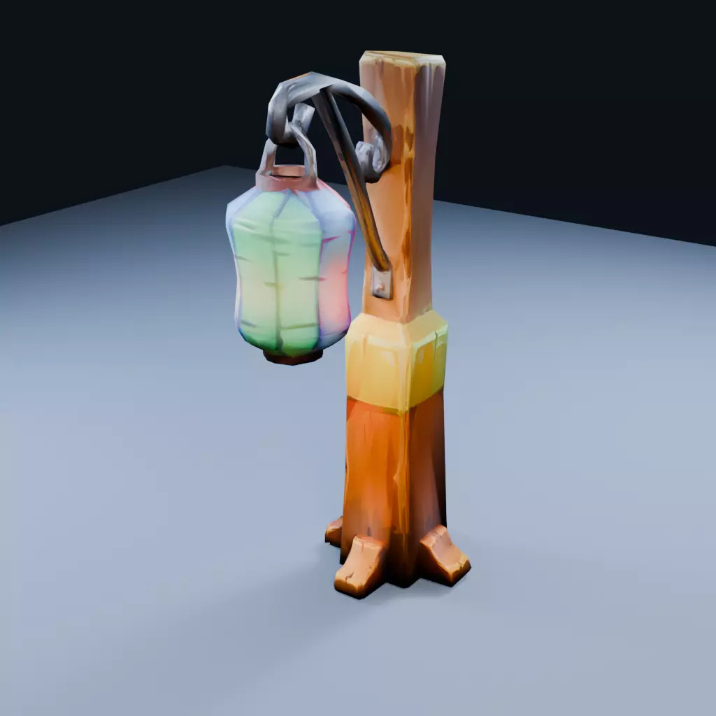 Market Lantern Post Low Poly PBR Game Asset Low-poly 3D model