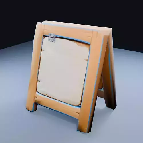 Blank Wooden Signboard Low Poly PBR Game Asset