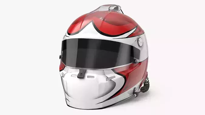 Aerodynamic Race Helmet with Communication Line 3D model 2