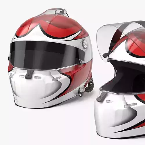 Aerodynamic Race Helmet with Communication Line 3D model