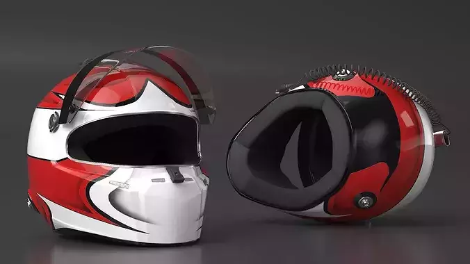 Aerodynamic Race Helmet with Communication Line 3D model 3