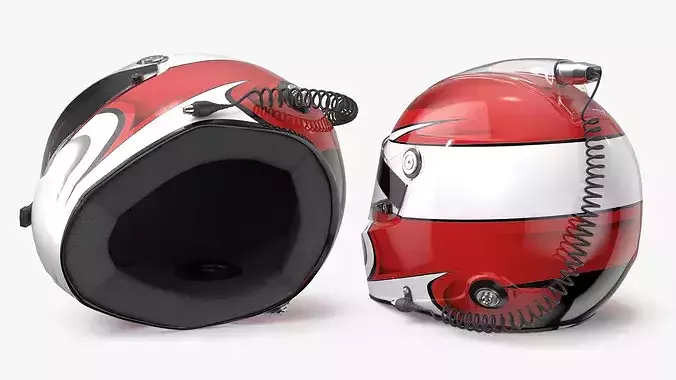 Aerodynamic Race Helmet with Communication Line 3D model 4