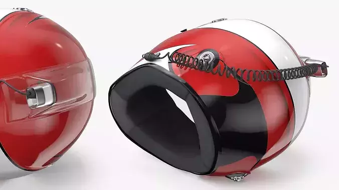 Aerodynamic Race Helmet with Communication Line 3D model 7
