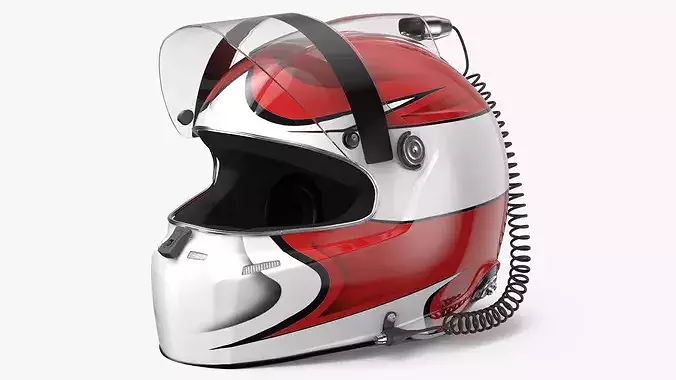 Aerodynamic Race Helmet with Communication Line 3D model 5