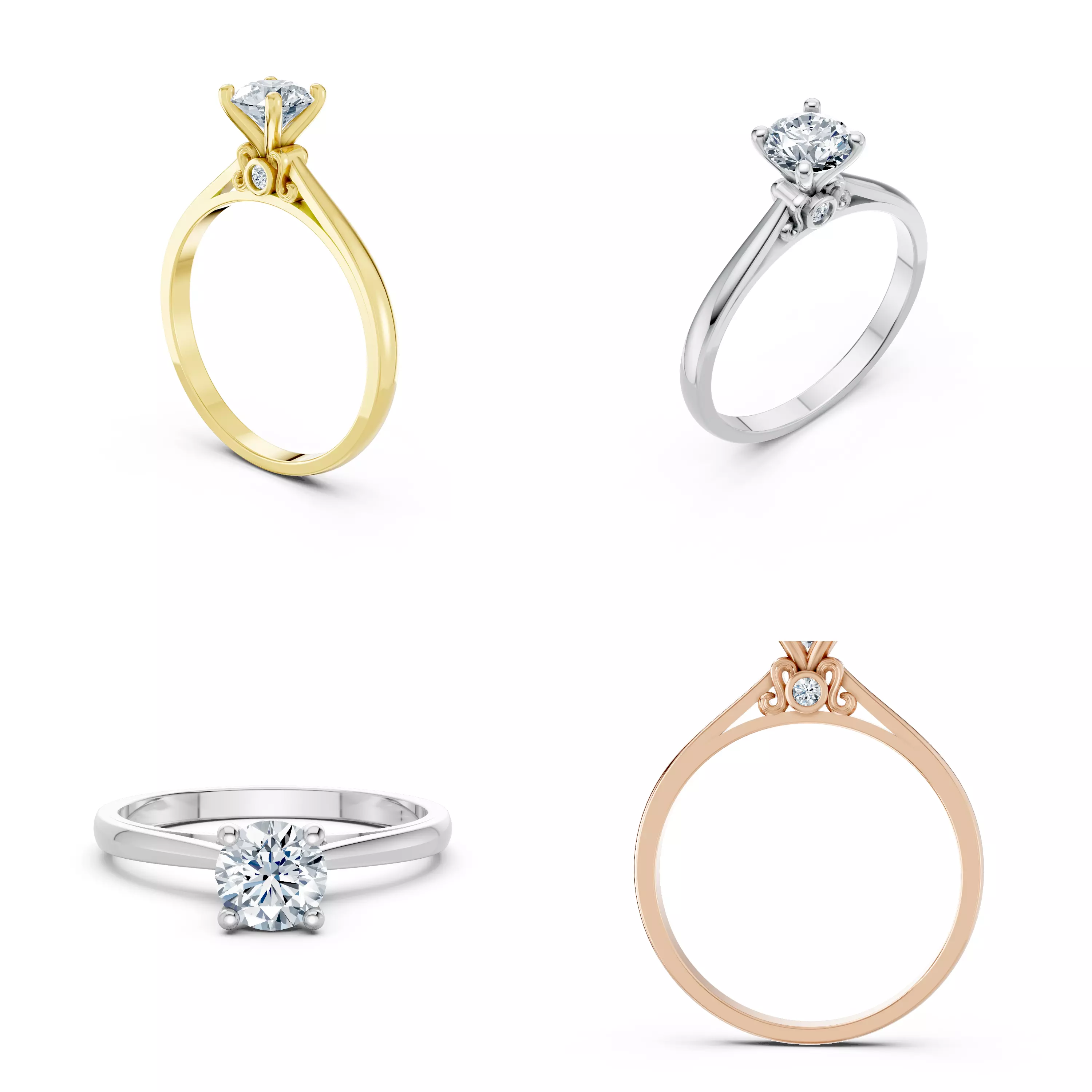 Classic Solitaire Ring CAD Model STL 3DM Jewelry Design 3D print model