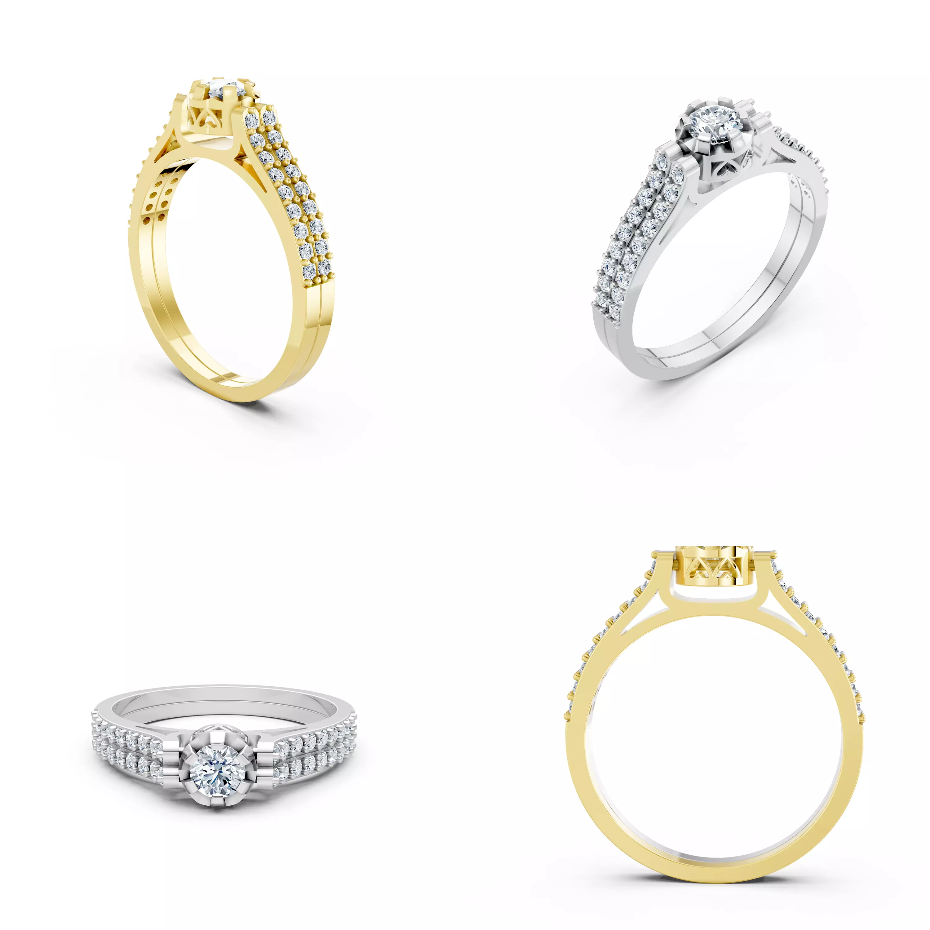 Double Row Diamond Ring CAD Model STL 3DM Jewelry Design 3D print model