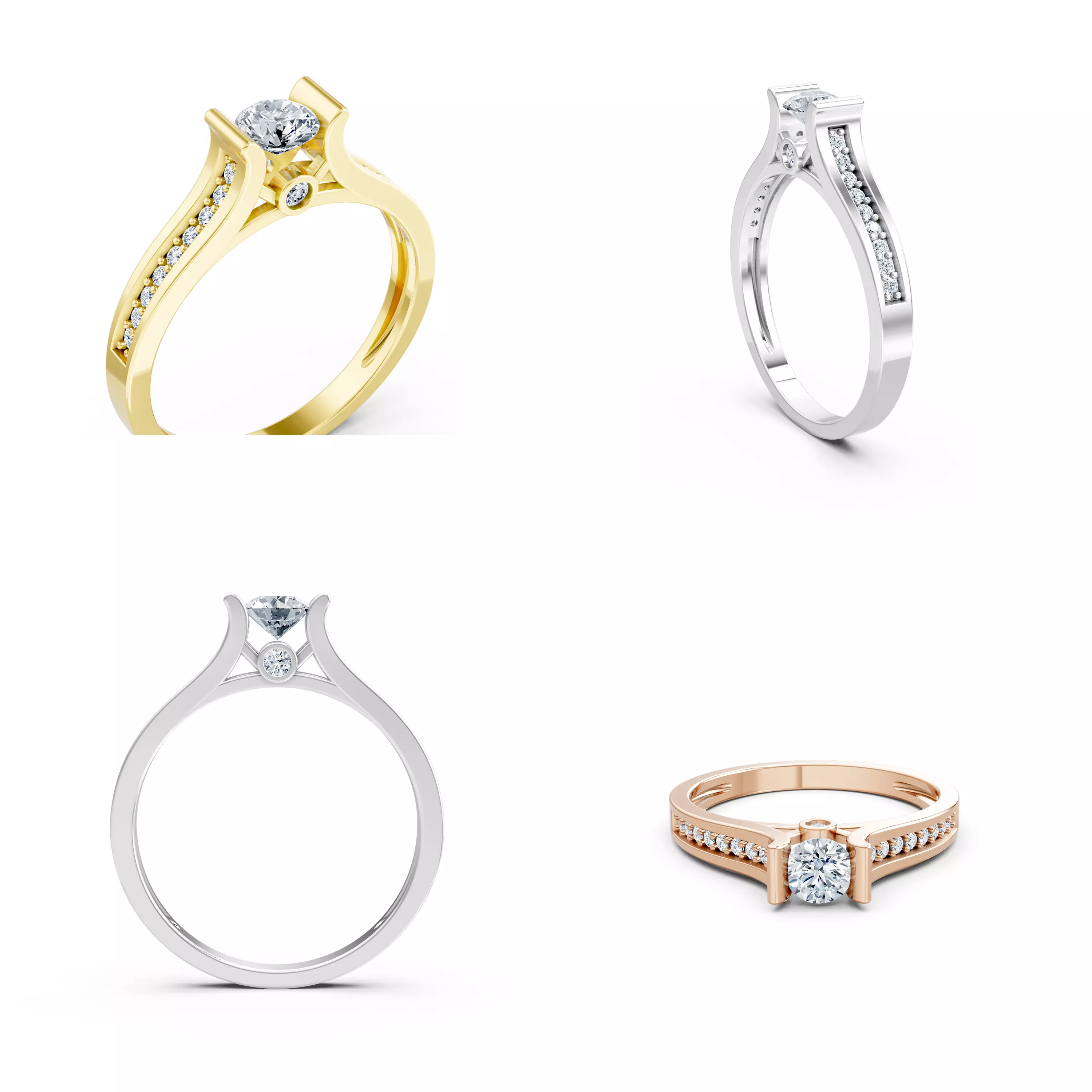 Modern Solitaire Ring CAD Model STL 3DM Jewelry Design 3D print model