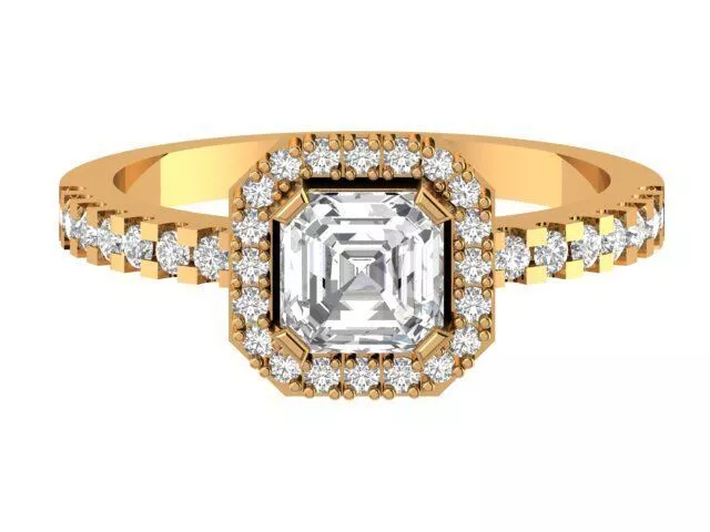 Emerald Engagement Solitaire Ring 3D print model